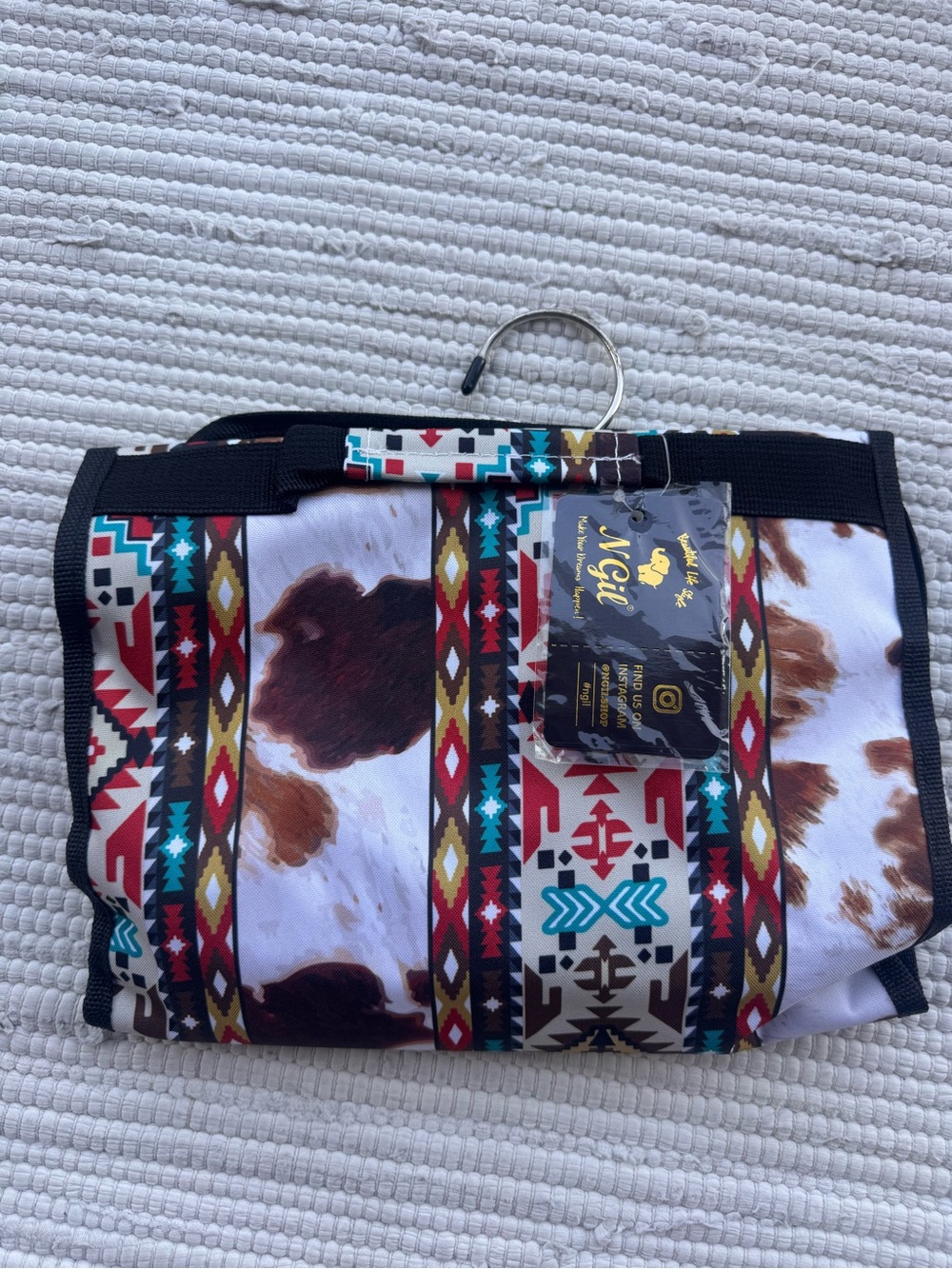 NGIL Western Cow Print Hanging Travel Toiletry Organizer Cosmetic Bag NWT - Picture 7 of 9